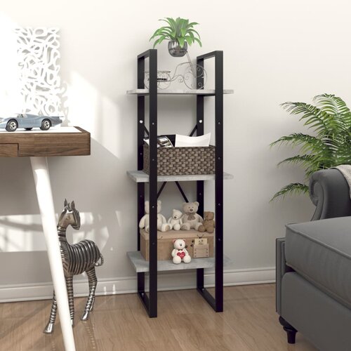 The Living Store Knjižna omara 3-nadstropna betonsko siva 40x30x105 cm - Knjižna Omara, (21436937) Slike