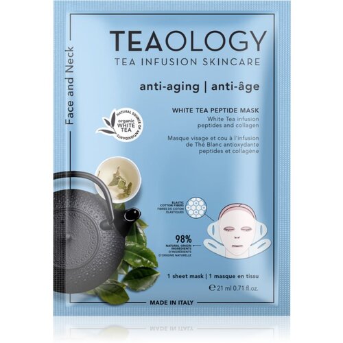 Teaology White Tea Peptide Mask maska iz platna za intenzivno gladitev in posvetlitev kože 21 ml Slike
