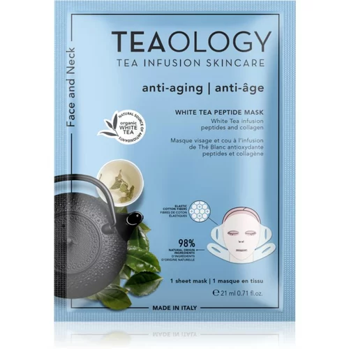 Teaology White Tea Peptide Mask Sheet maska za intenzivno zatezanje i posvjetljivanje kože lica 21 ml