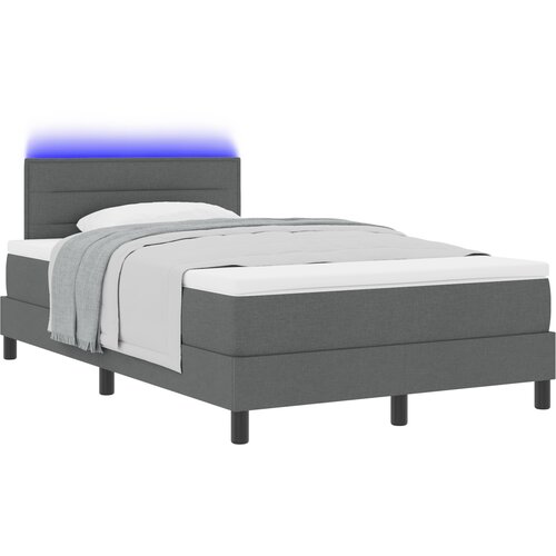 VidaXL krevet s madracem i LED osvjetljenjem tamno siva 120x200 cm tkanina Slike