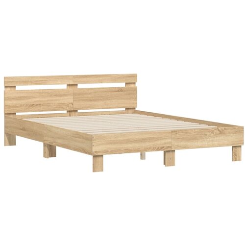  Okvir za krevet s uzglavljem i LED boja hrasta 140x190 cm Slike