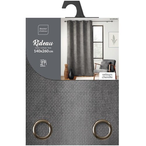 Douceur d int&amp;eacute;rieur Antracitno siva zavesa iz &amp;scaron;enilje 140x260 cm Leo &amp;ndash; Slike