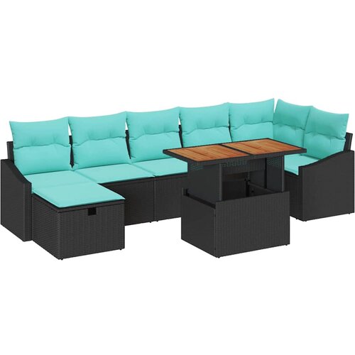 vidaXL Vrtna sedežna garnitura z blazino 8 pcs Črna poli ratan, (5000154062) Cene