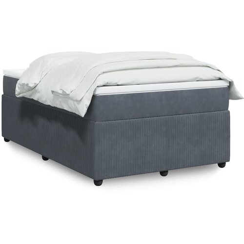 vidaXL Box spring postelja z vzmetnico temno siva 120x200 cm žamet Cene