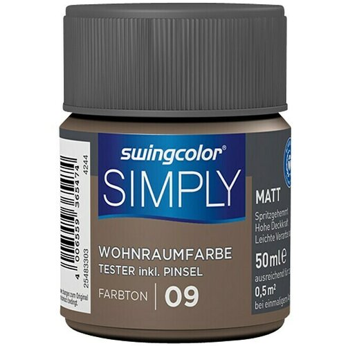 SWINGCOLOR NOTRANJA DISPERZIJSKA BARVA SIMPLY ŠT.09 (50 ml, rjava) Cene
