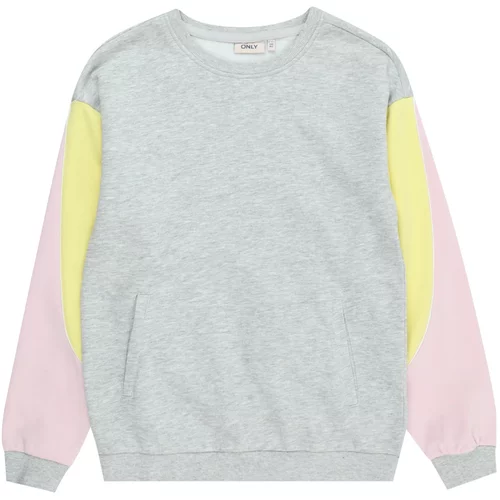 Kids_Only Sweater majica 'EILEEN' pastelno žuta / svijetlosiva / pastelno roza / bijela