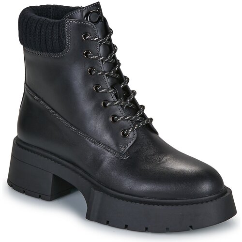 Coach Pol&amp;scaron;kornji LEAH PLATFORM LEATHER LACE-UP BOOTIE Črna Slike