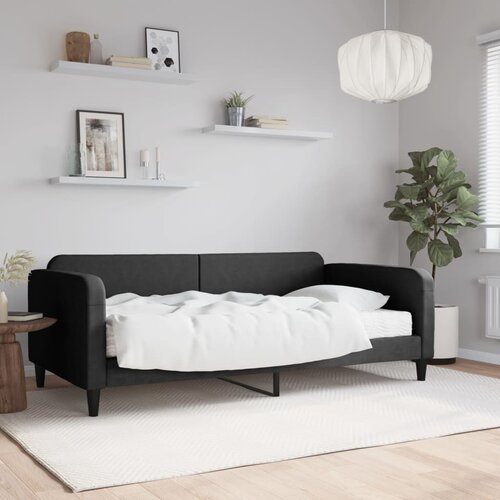  The Living Store Dnevna postelja z vzmetnico črna 100x200 cm blago - Dnevna Postelja Z Vzmetnico, (21440272) Slike