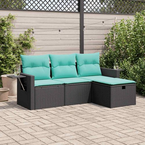  4-dijelni set vrtnih sofa od poliratana s jastucima crni Cijene