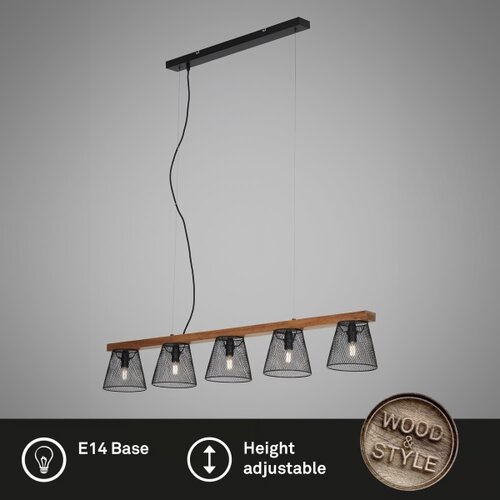 BRILONER 4077-055 - Luster na sajli WOOD &amp;amp; STYLE 5xE14/25W/230V Slike