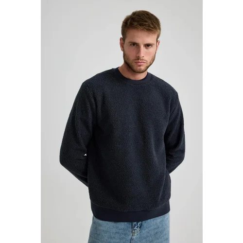 Defacto Regular Fit Crew Neck Plush Sweatshirt