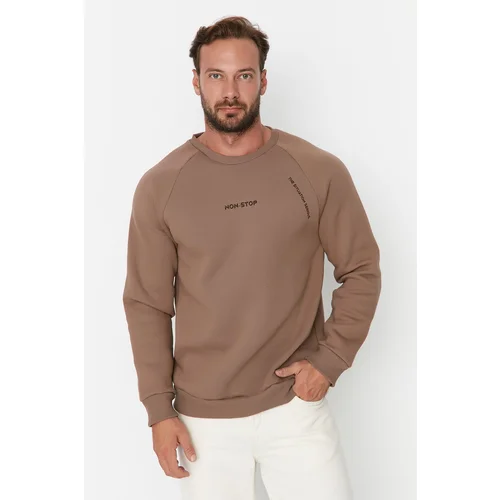 Trendyol Mink Men Regular Fit Long Sleeve Crew Neck Printed Sweatshirt