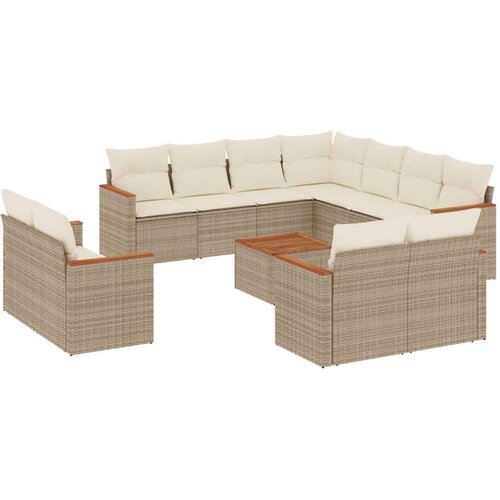 vidaXL 12-dijelni set vrtnih sofa od poliratana s jastucima bež Cijene