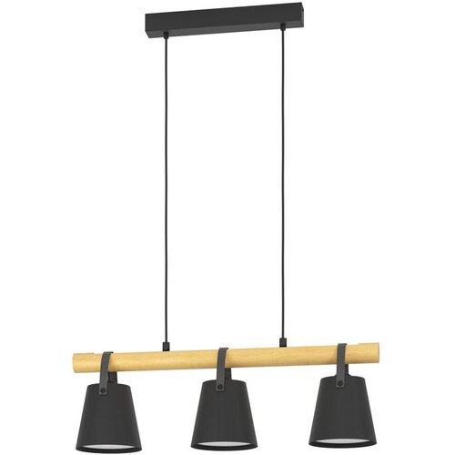 Eglo viseća lampa BOYLE 3xE27 78 cm crna drvo koža 43636 Slike