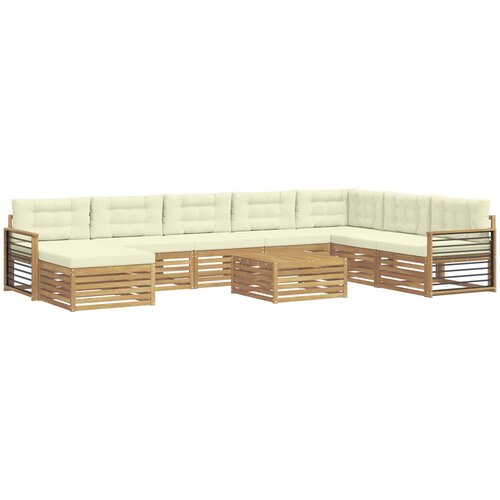 vidaXL Zunanja garnitura za sedenje z blazino 9 pcs Bela in krem, (5000279638) Cene