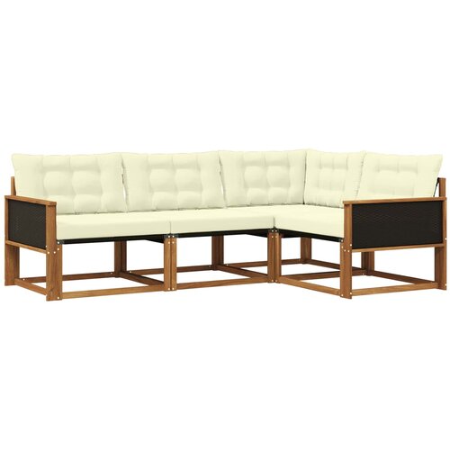 vidaXL Zunanja garnitura za sedenje z blazino 4 pcs Naravna in smetana, (5000272992) Cene