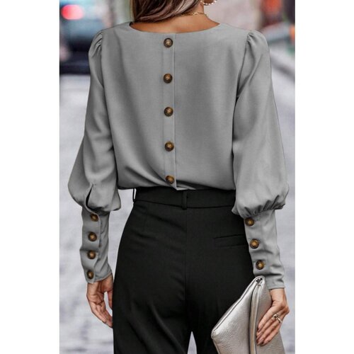 Fenzy Elegantna Bluza Z Gumbi, Siva Cene