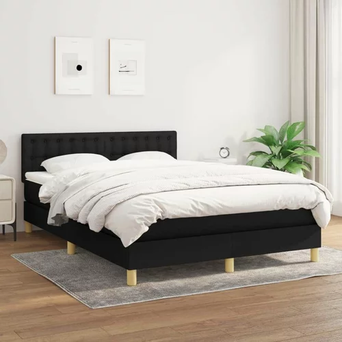  Krevet s oprugama i madracem crni 140 x 190 cm od tkanine