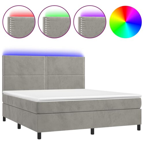 Maison Chic Box spring postelja - Vzmetna postelja z vzmetnico LED svetlo siva 180x200cm žamet SL9475, (21903544) Cene