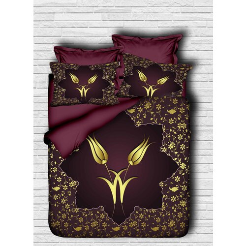  141 maroongold double duvet cover set Cene