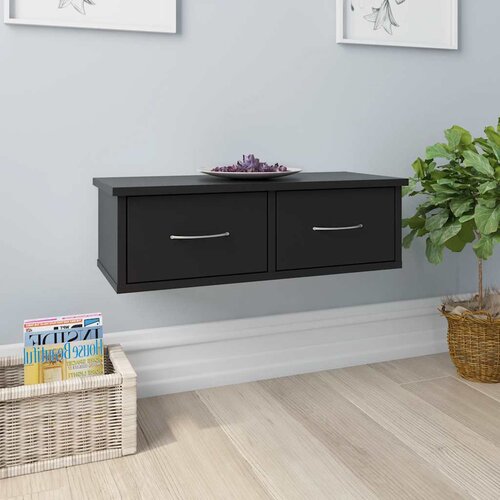  Zidna polica s ladicama crna 60x26x18,5 cm konstruirano drvo Cijene