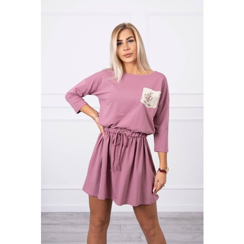 Kesi Dress with sequin pocket dark pink Slike