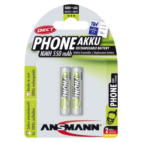 Ansmann Micro (AAA) akumulator NiMH DECT maxE HR03 550 mAh 1.2 V 2 kosa, (20438116) Cene