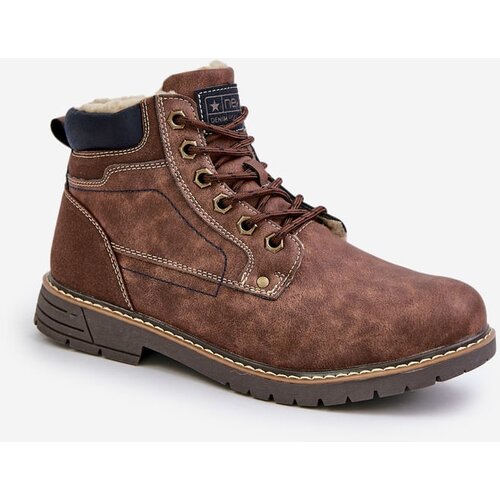 PE1 Insulated men's boots made of eco leather brown Venredia Cene