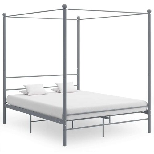  Za krevet s nadstrešnicom sivi metalni 160 x 200 cm Cene
