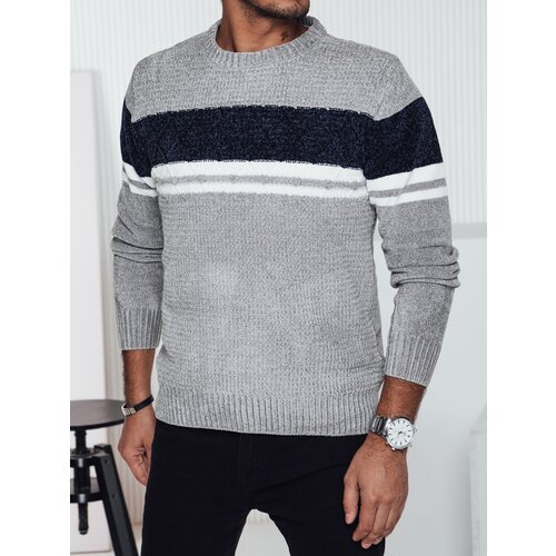 DStreet Sweter męski w paski szary Slike