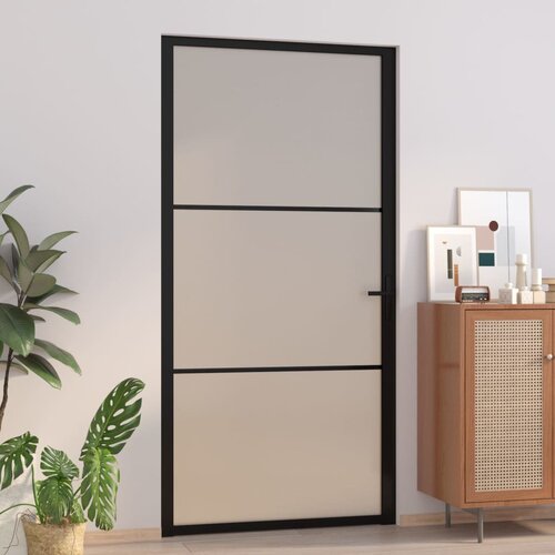 VidaXL Notranja vrata 102,5x201,5 cm črno mat steklo in aluminij Slike