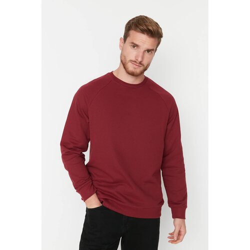 Trendyol Claret Red Men's Basic Regular Fit Crew Neck Raglan Sleeve Sweatshirt Cene