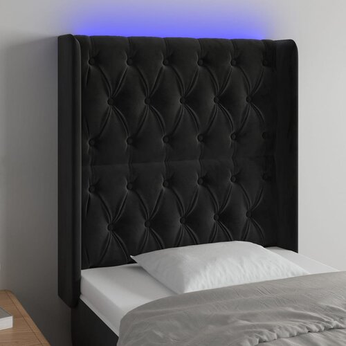 The Living Store led posteljno vzglavje črno 83x16x118/128 cm žamet - led vzglavje, (21495465) Cene