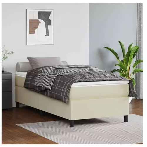  Box spring posteljni okvir krem 80x200 cm umetno usnje