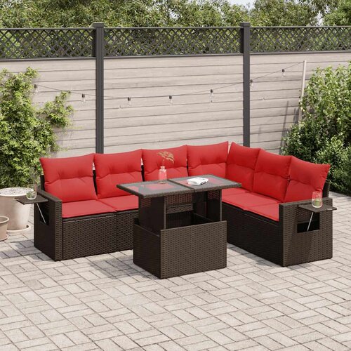 vidaXL 7-dijelni set vrtnih sofa poliratan i bagrem s jastucima sivi Cijene