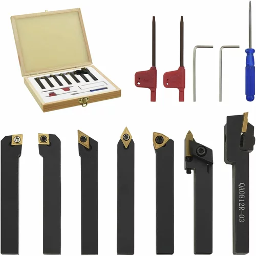 vidaXL 12-dijelni set izmjenjivih alata za tokarenje 8 x 8 mm 60 mm