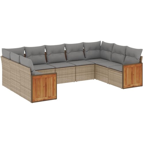  9-dijelni set vrtnih sofa s jastucima bež od poliratana 62 x 62 x 69 cm Slike