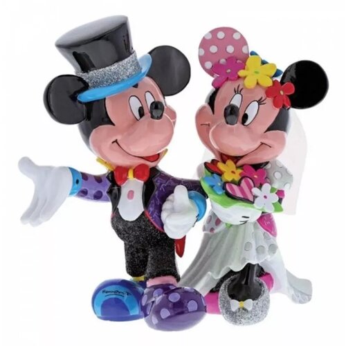 Romero Britto mickey mouse & minnie mouse wedding figurine Slike