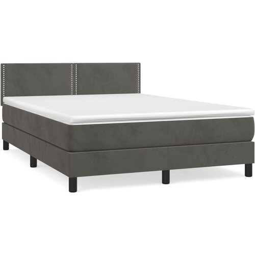 vidaXL Box spring posteljni z vzmetnico temno siv 140x190 cm žamet, (20738156) Cene