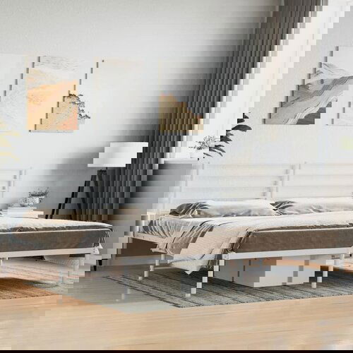 VidaXL Metalni okvir za krevet s uzglavljem bijeli 180x200 cm Slike