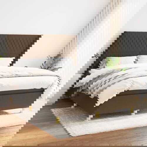 The Living Store Box spring postelja z vzmetnico temno rjav 140x190 cm blago - Box Spring Postelja, (21521282) Slike
