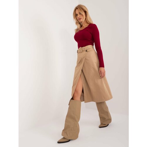 Fashion Hunters Camel wrap cargo skirt with belt Slike
