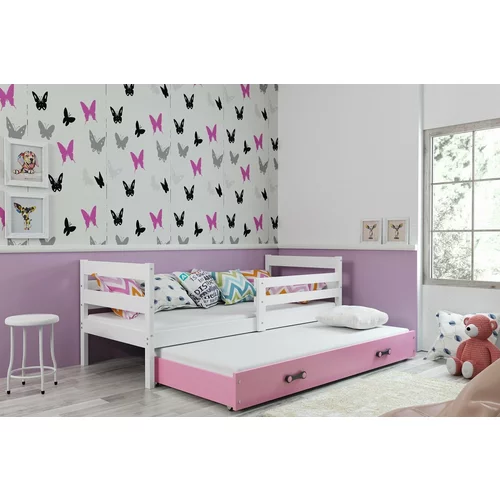 BMS Group Otroška postelja Eryk z dodatnim ležiščem - 90x200 cm - bela/roza