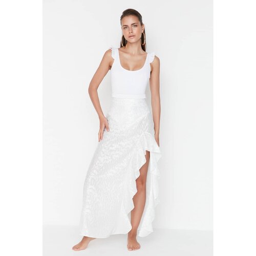 Trendyol Ecru Viscose Flywheel Beach Skirt Slike