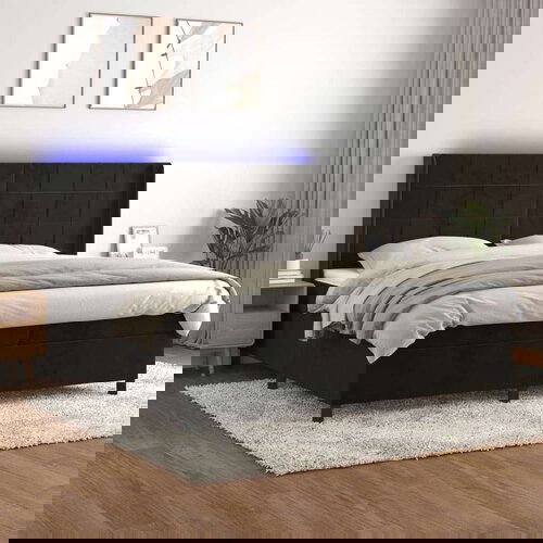  Box spring postelja z vzmetnico LED črna 200x200 cm žamet, (20894346) Cene