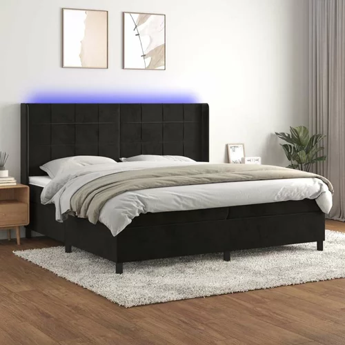  Box spring postelja z vzmetnico LED črna 200x200 cm žamet, (20894346)