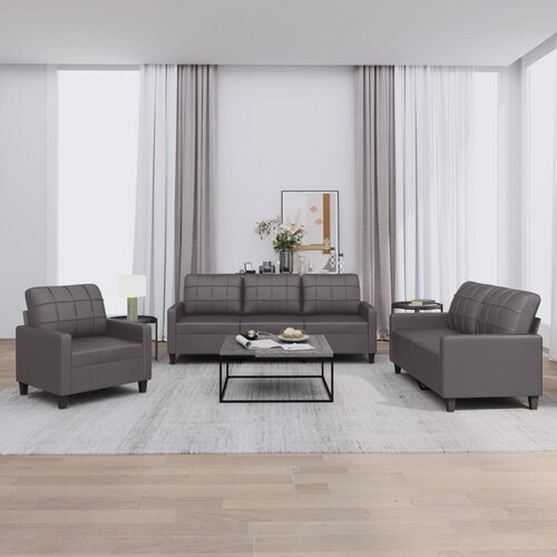 vidaXL 3-dijelni set sofa s jastucima sivi od umjetne kože Cijene