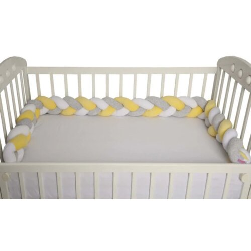 Baby Textil šarena pletenica za krevetac Žuto-Siva-Bela Slike
