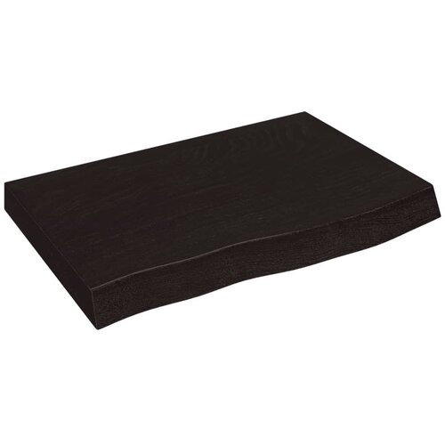  Zidna polica tamnosmeđa 60x40x(2-6) cm od obrađene hrastovine Slike