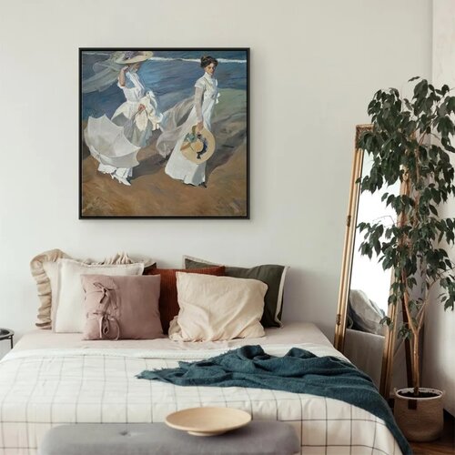 Slika - Joaqu&amp;iacute;n Sorolla y Bastida &amp;ndash; Strolling along the Seashore 60x60 U crnom drvenom okviru Slike